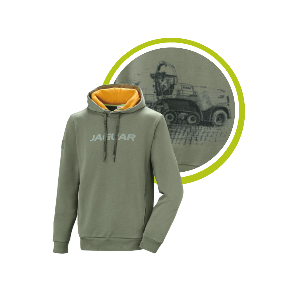 Bluza zielona z kapturem z SIECZKARNIĄ CLAAS JAGUAR