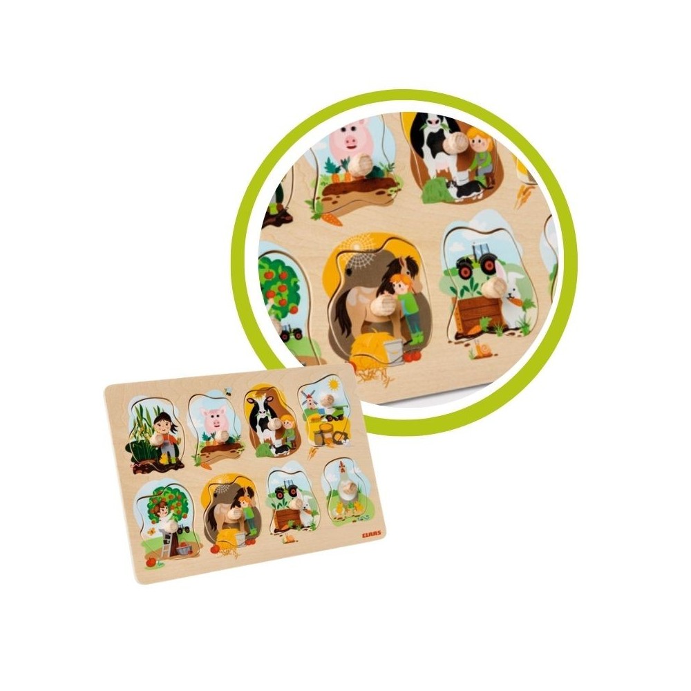 Claas drewniane puzzle z ciągnikiem Moja Farma Goki