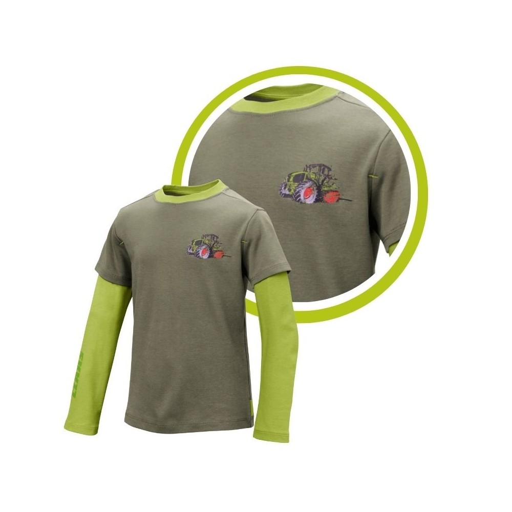 Claas Bluzka T-shirt z traktorem ciągnikiem zielona